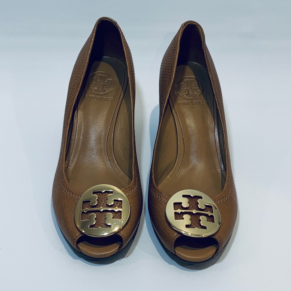 Tori Burch Slip on Peep Toe Wedge Shoes